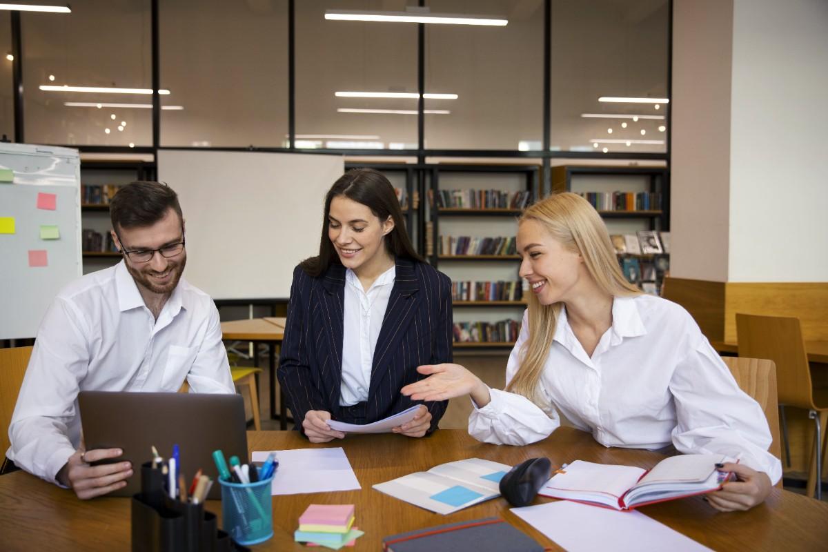 Students studying together